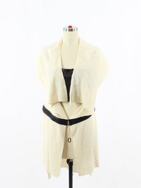 ROBERT RODRIGUEZ Ivory Wool Cashmere Knit Open Zipper Cardigan Sweater, Size XS